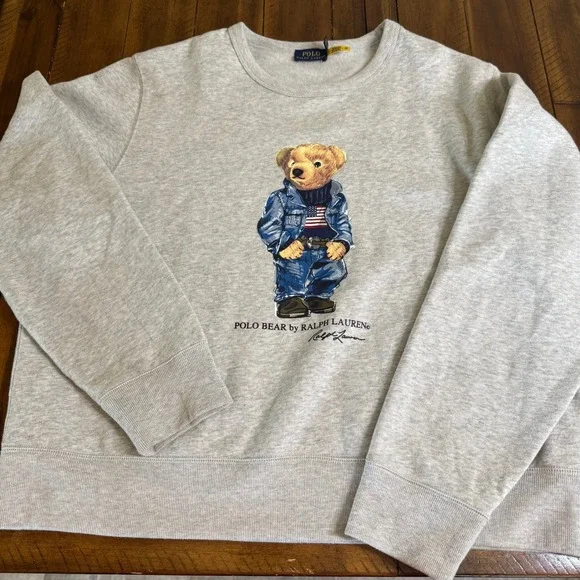 Polo Ralph Lauren Kids Polo Bear Crewneck Sweatshirt Gray XXL - Picture 7 of 7